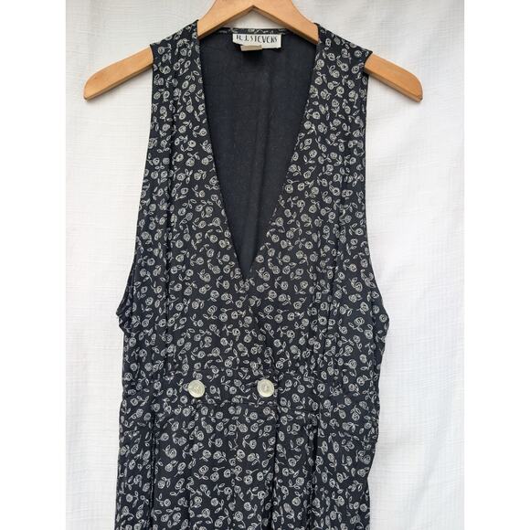 RJ Steven's Vintage Womens Floral Deep V Maxi Jumper Sz 10 Plunge Artsy 90s - Picture 2 of 6